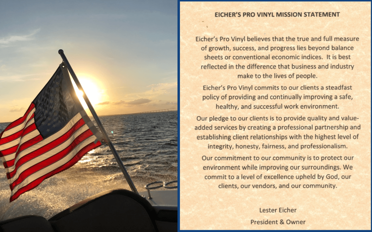 Eicher's Pro Vinyl Mission Statement