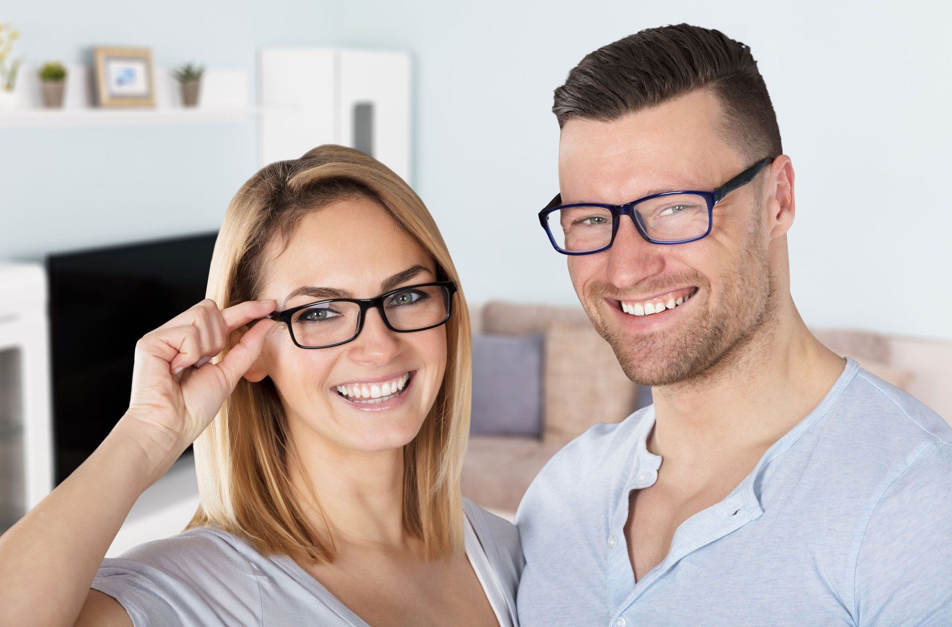 Couple wearing eye glasses
