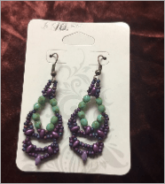 Lavender green beaded earrings