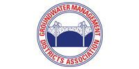 Circular logo: Groundwater Management Districts Association with a blue water pump icon on a white background.