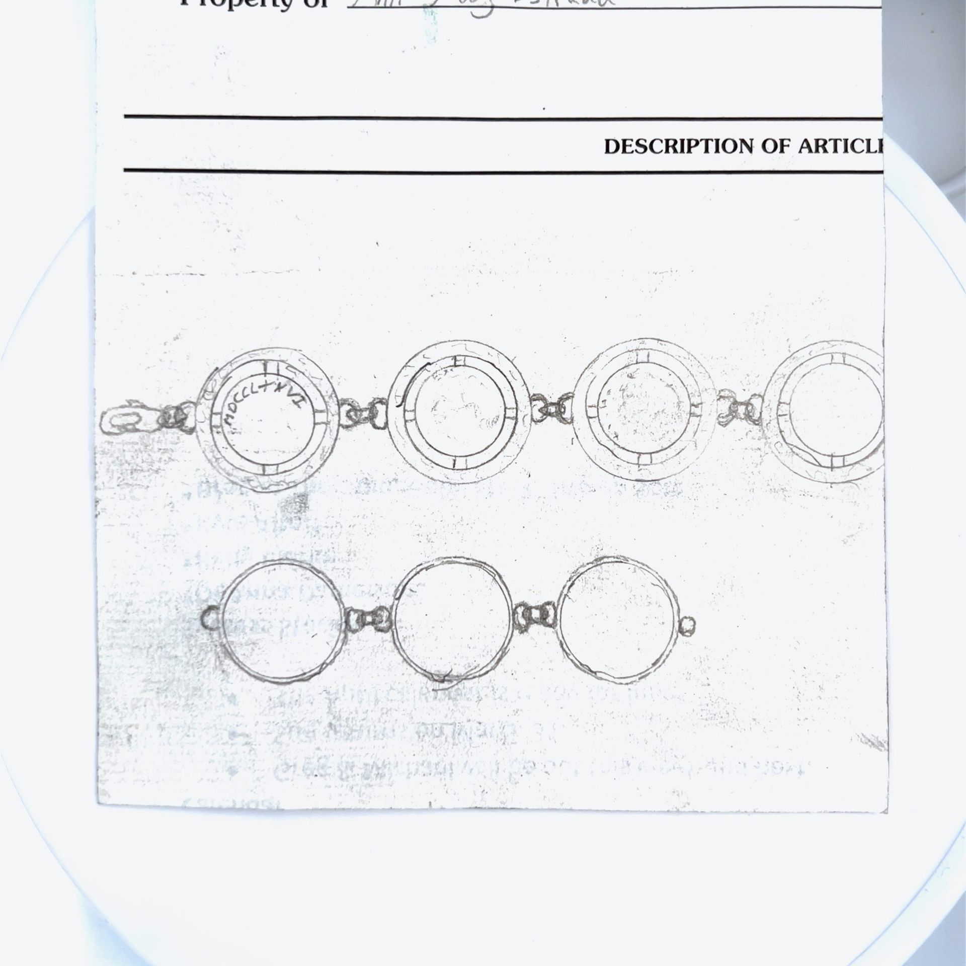 Drawing of two styles of circular link bracelets.