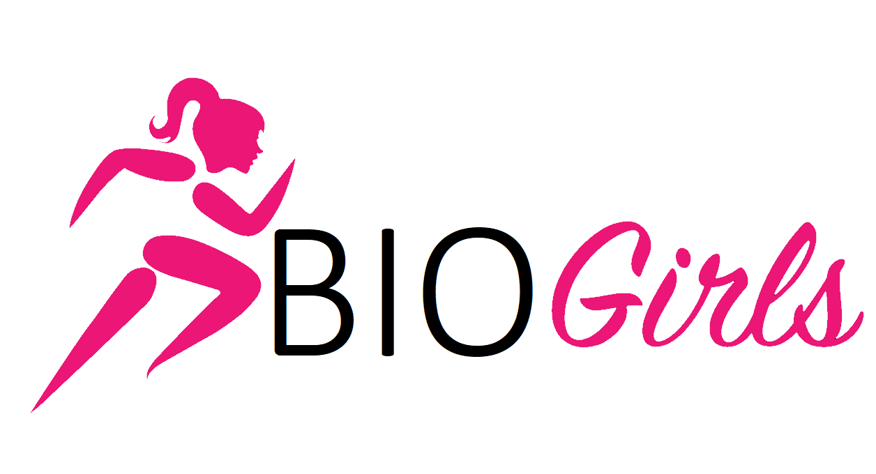 Pink running figure with the text 