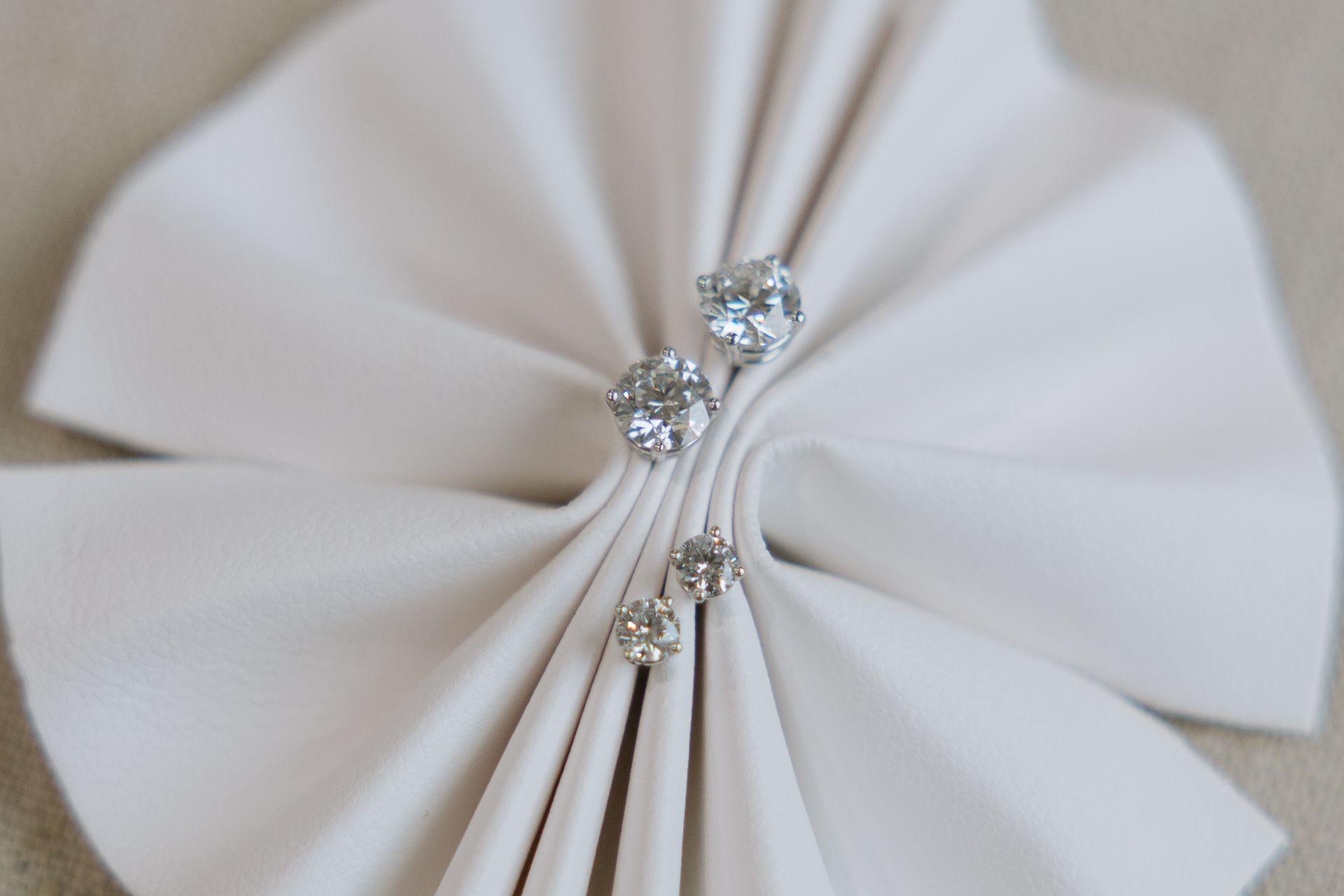 Diamonds on a folded, cream-colored napkin.