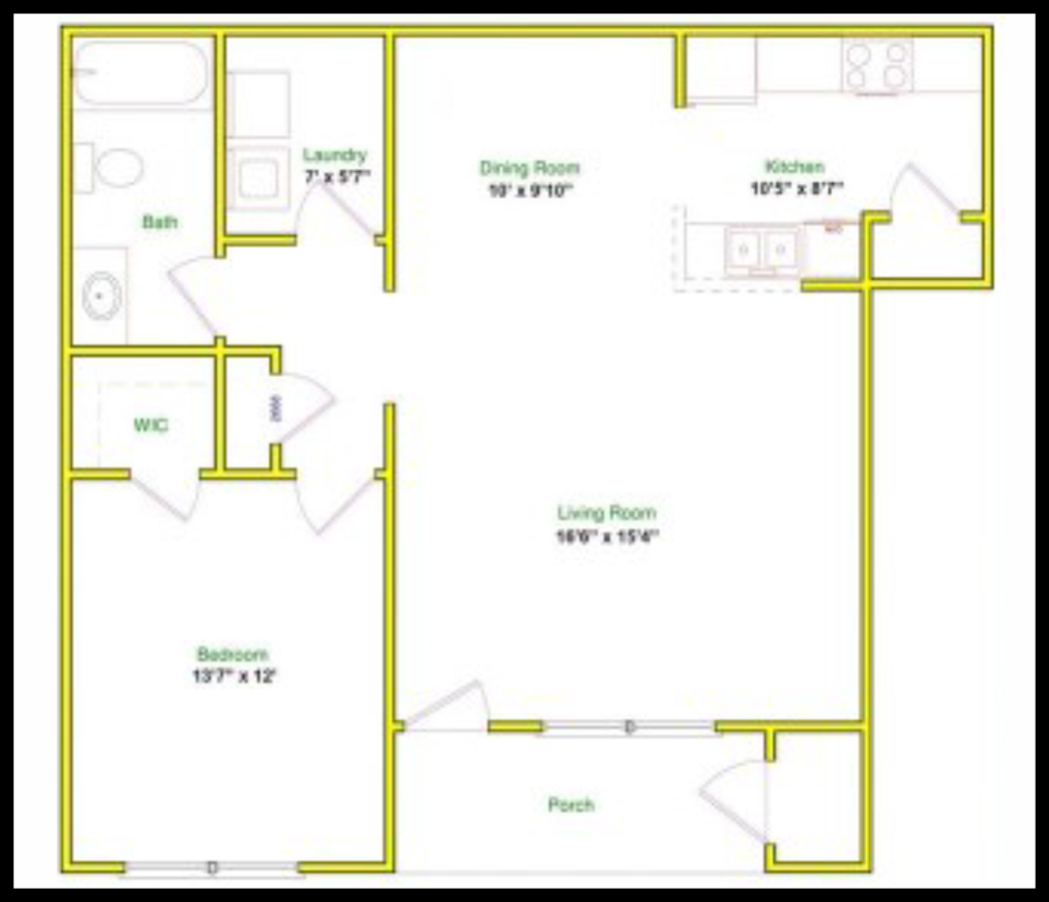 2 Bedroom/2 Bath Floor Plan