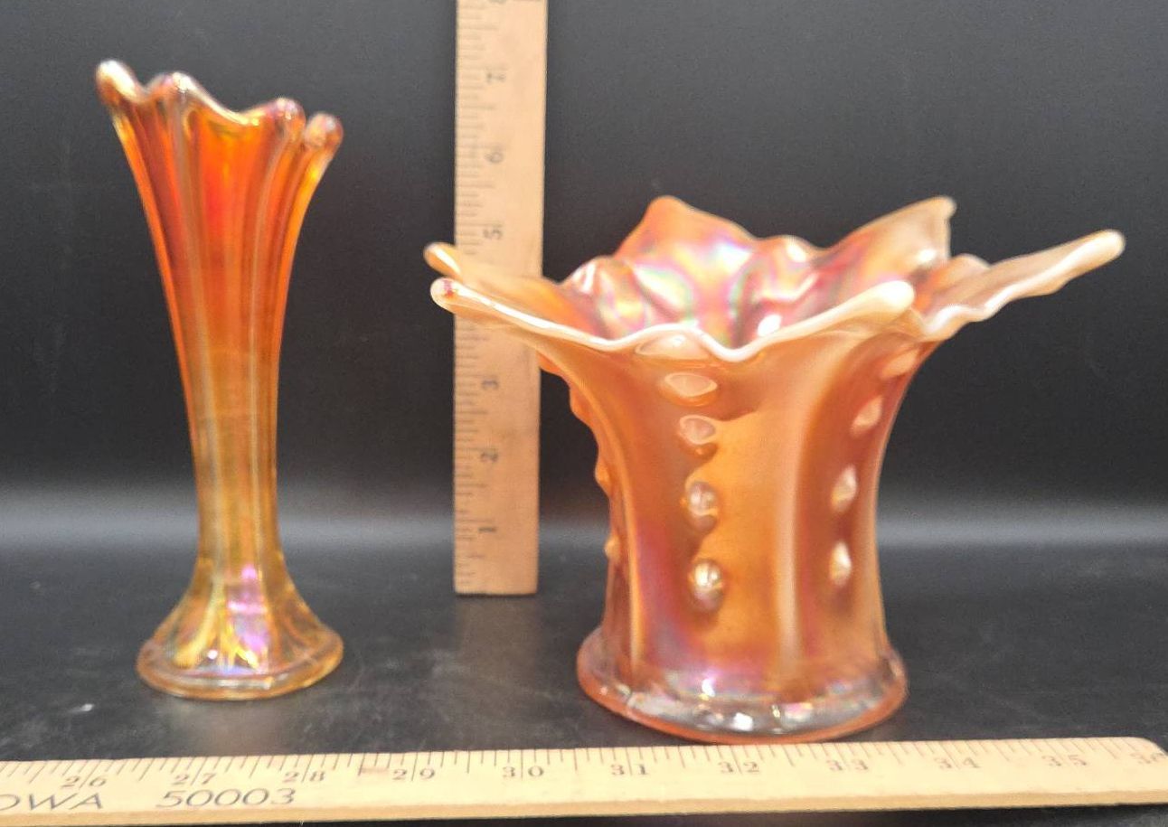 Green glass shoe-shaped decorative figurine with floral details and a small heel