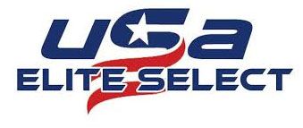 The logo for usa elite select is blue and red.