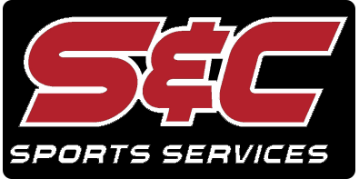 The logo for sec sports services is red and white on a black background.