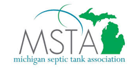 Logo for Michigan Septic Tank Association.  Features green Michigan outline and the letters MSTA.