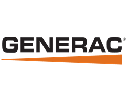 Generac logo in black and orange with a stylized orange underline