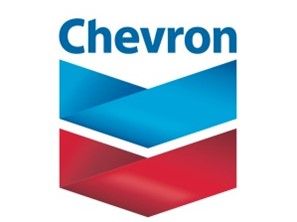 Chevron logo with blue and red geometric chevrons on a white background