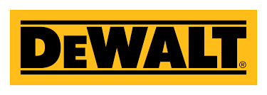 DEWALT logo in black on a yellow background