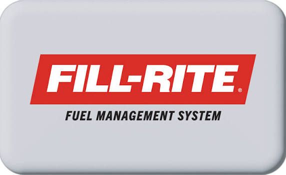 FILL-RITE Fuel Management System logo in red and black on a gray rounded rectangle