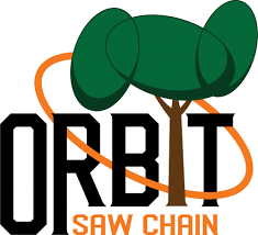 ORBIT SAW CHAIN logo with green and orange stylized saw chain graphic