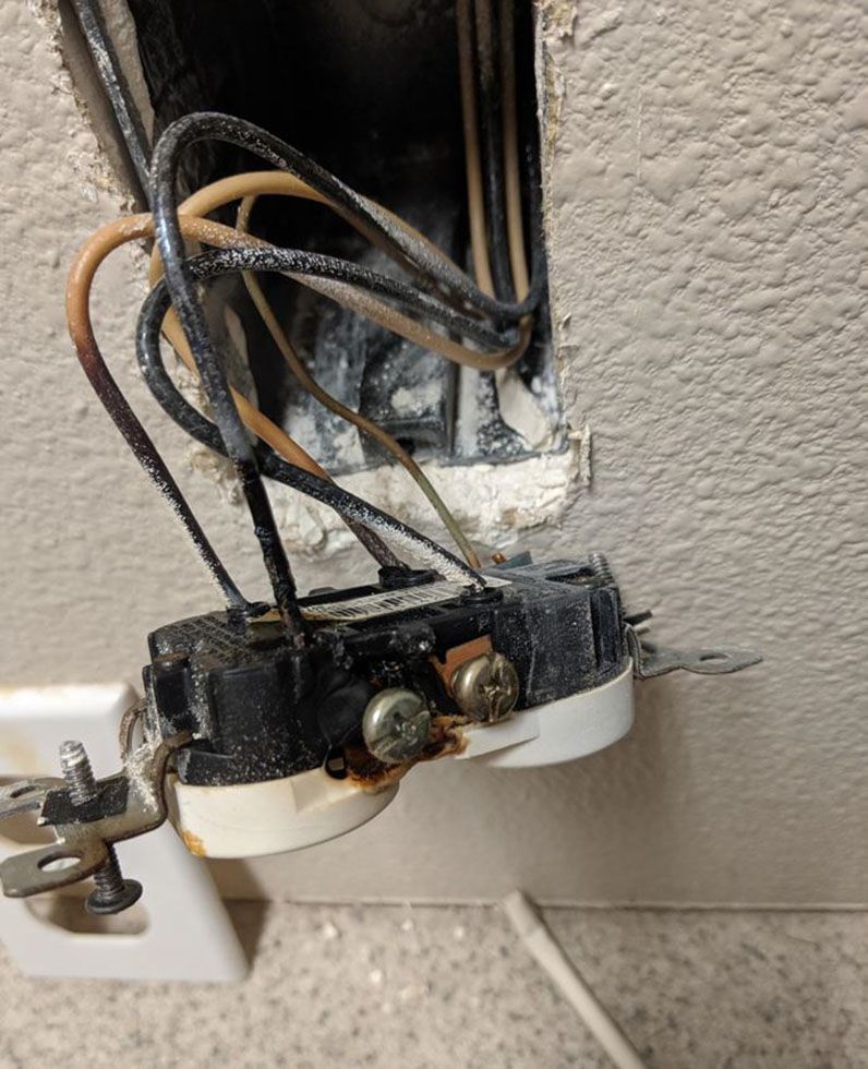Dangerous burnt outlet