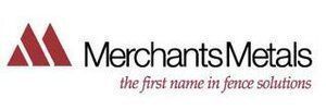 Logo of Merchants Metals, red diamond shapes, black text, and a tagline in a serif font.