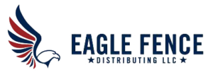 Logo for Eagle Fence Distributing LLC: an eagle with a wing in red, white and blue, and the company name.
