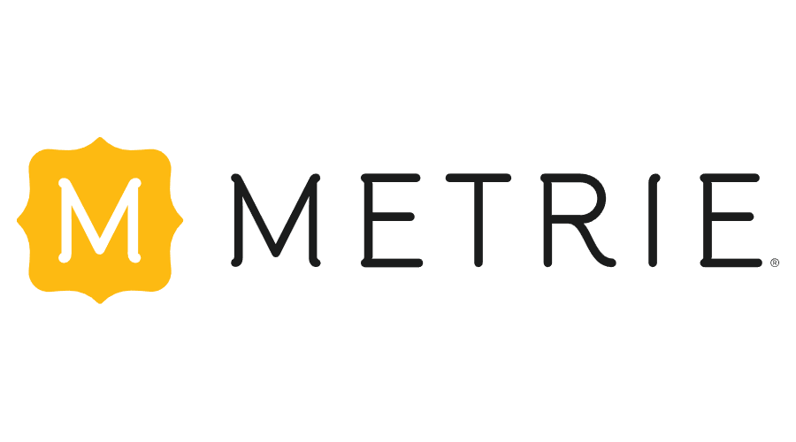 METRIE logo with a yellow emblem and black text on a white background