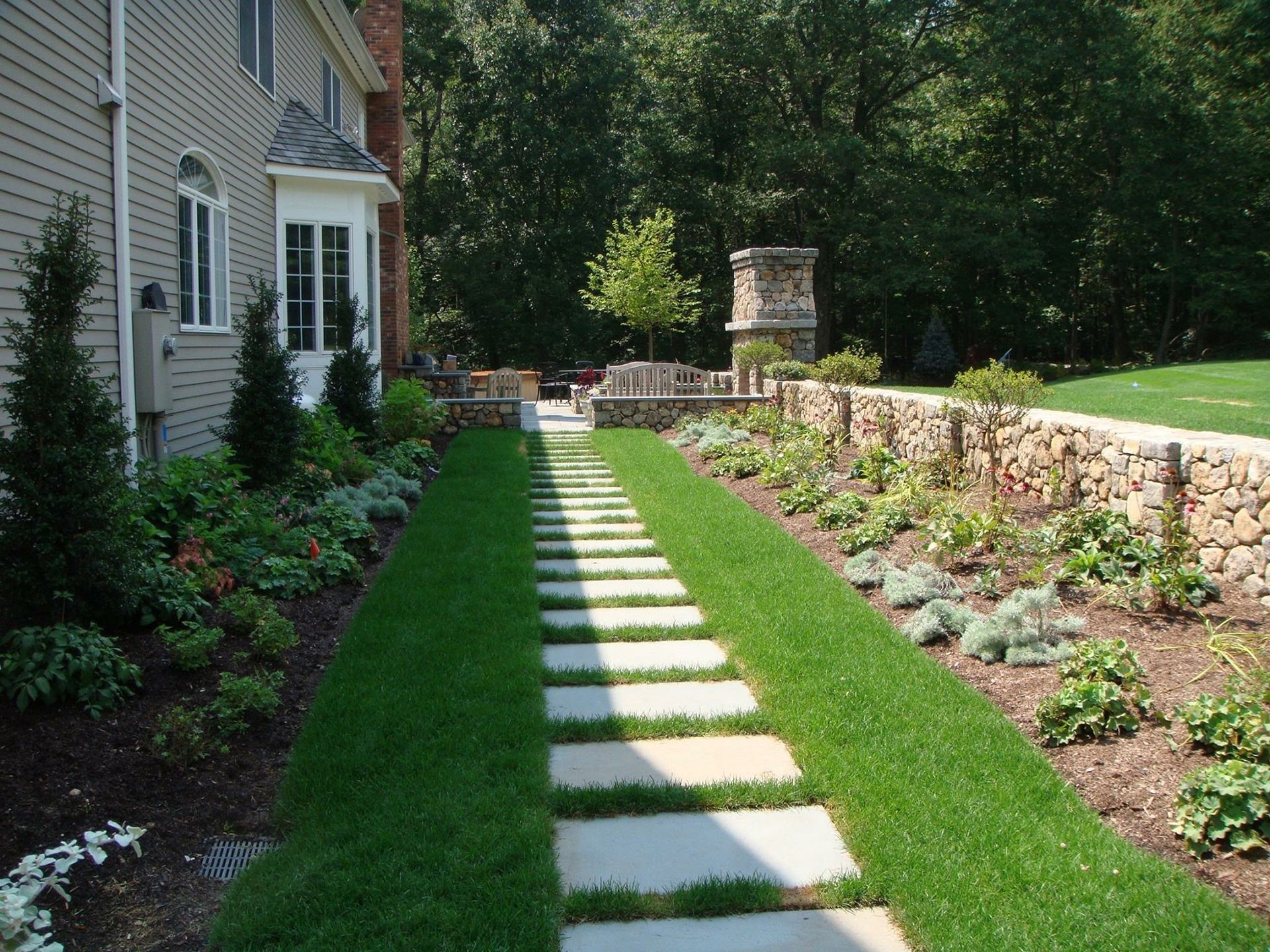Walkway and walls masonry