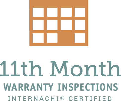 Logo for 11th Month Warranty Inspections with calendar icon; orange and teal on white.