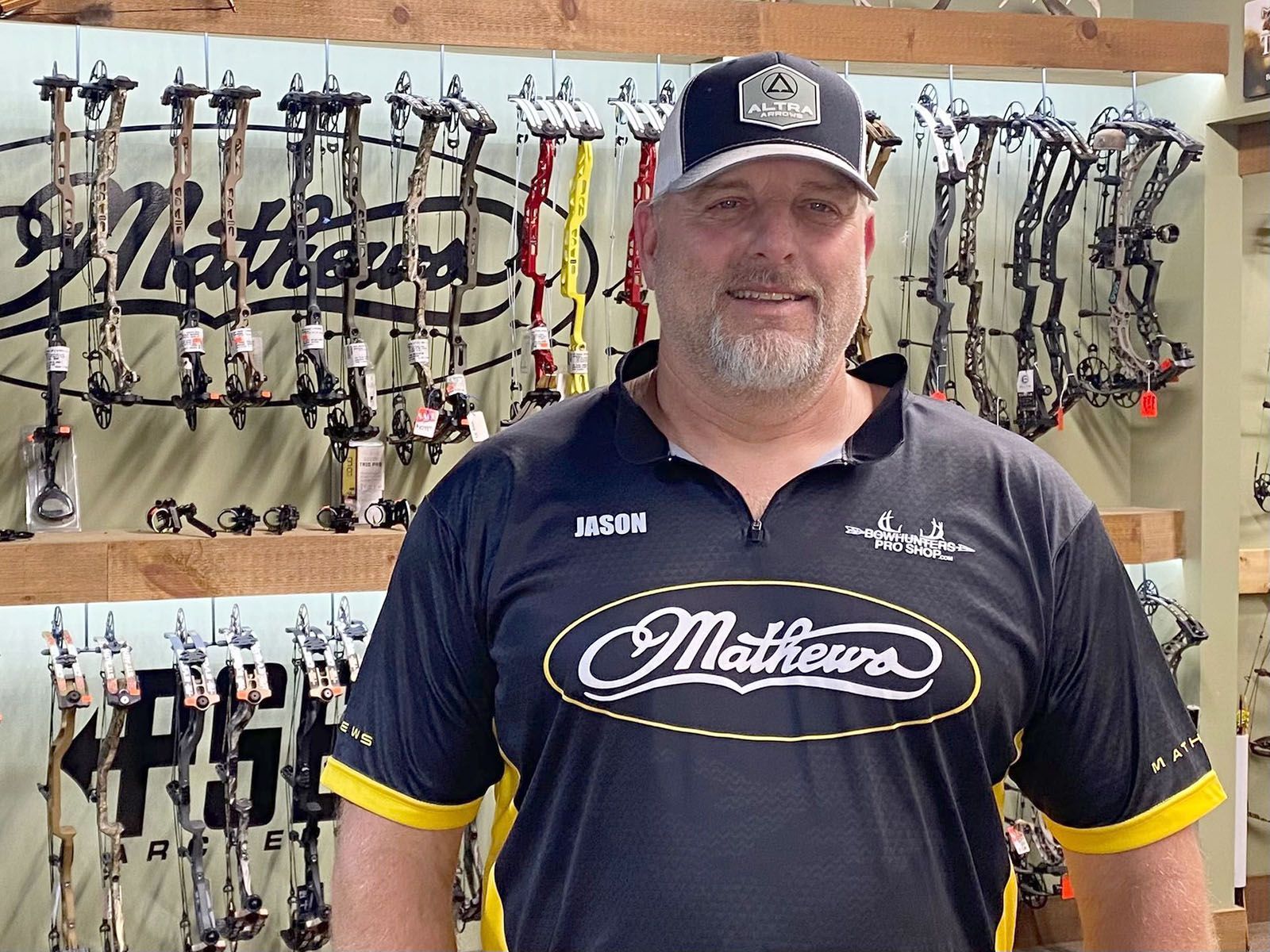 A man in black archery shirt