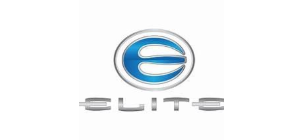 Elite logo with a blue stylized “e” inside a silver oval and the word “ELITE” below