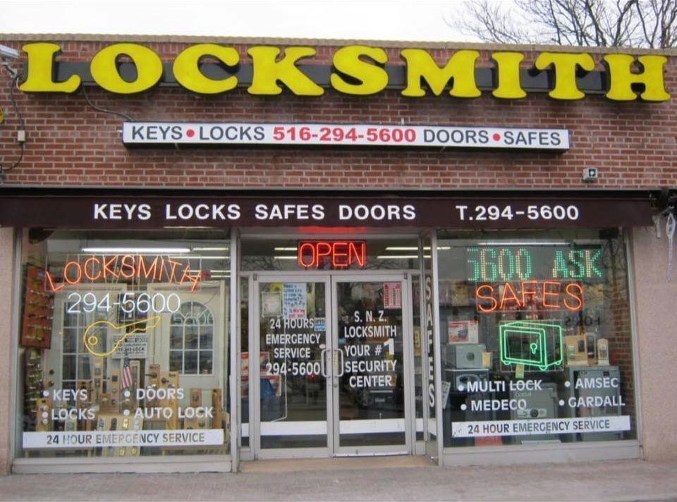 Locksmith shop with yellow 