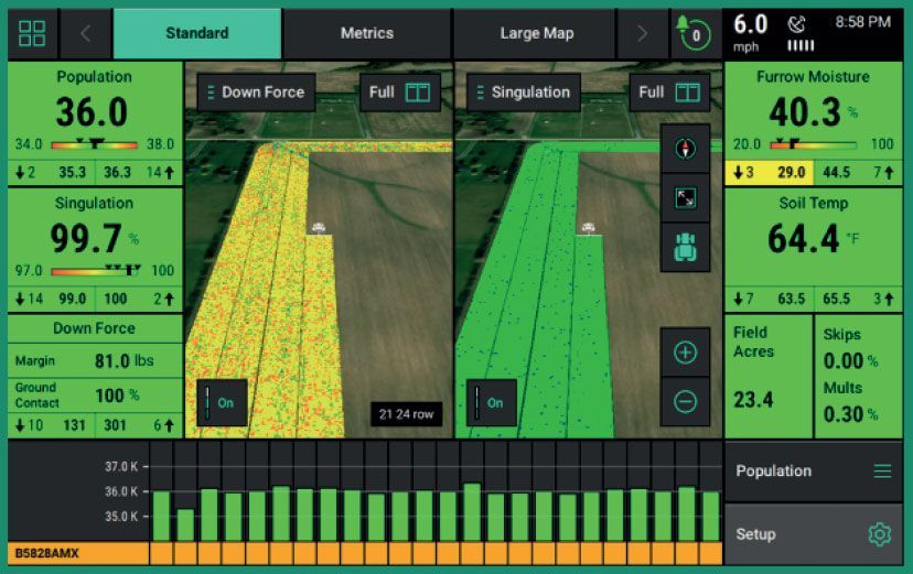 A computer screen shows the soil temperature at 64.4 degrees