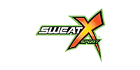 Logo for Sweat X Sport with green and orange accents, and a large 
