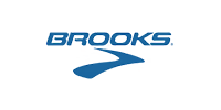Brooks running logo in blue on a white background.