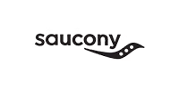 Saucony logo with black text and a curved design.