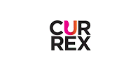Logo for Currex, text is in black, 