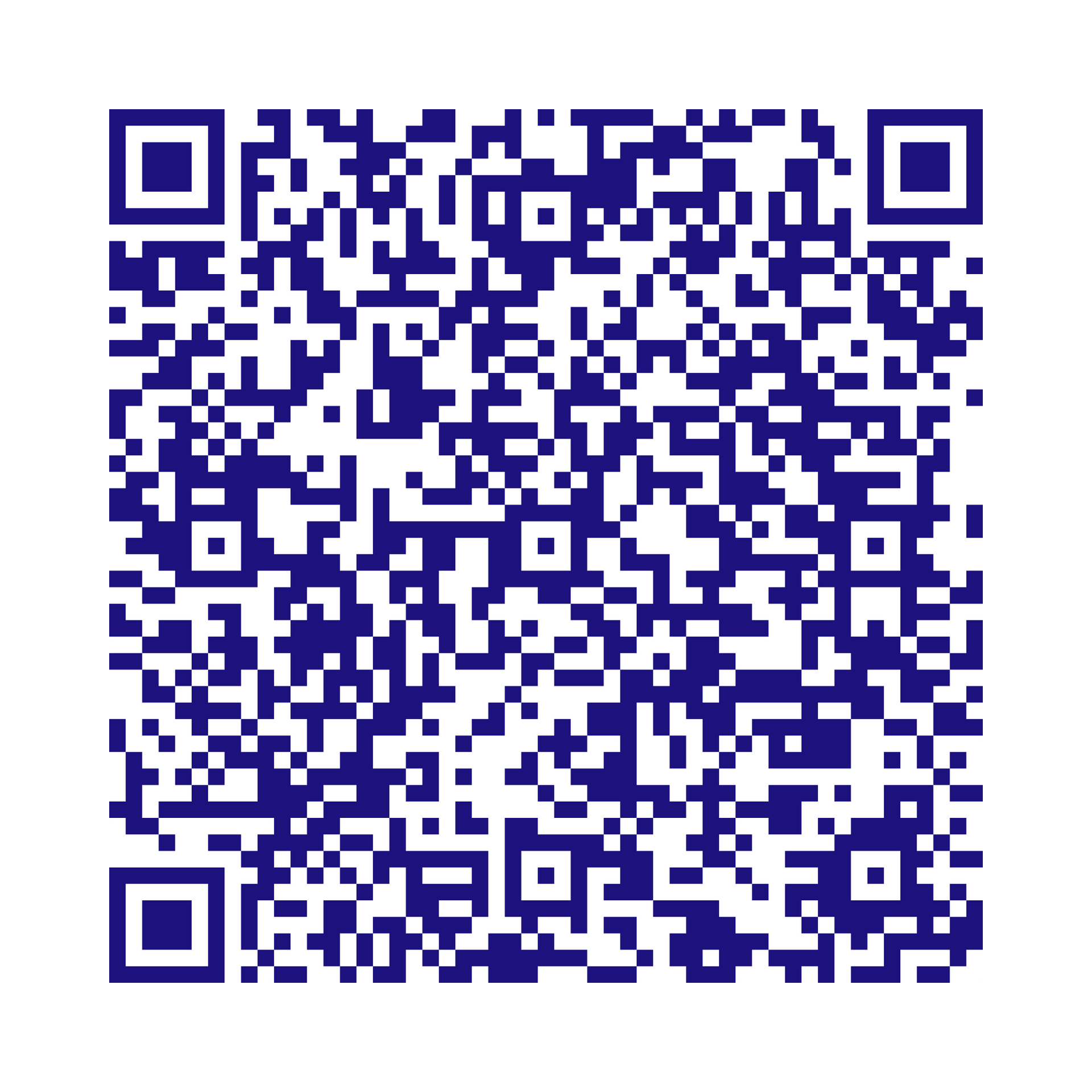 QR code with dark blue squares and a white background.