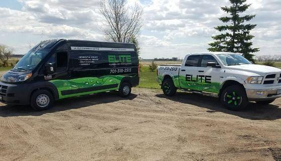 Elite Plumbing and Drain Cleaning van and truck