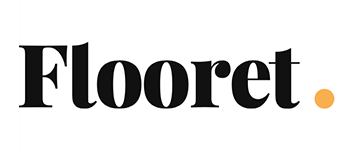 Flooret logo with black text and a small orange dot.