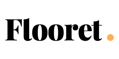 Flooret logo: Black text with the word 