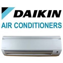 Daikin air conditioner with logo, against a white background.