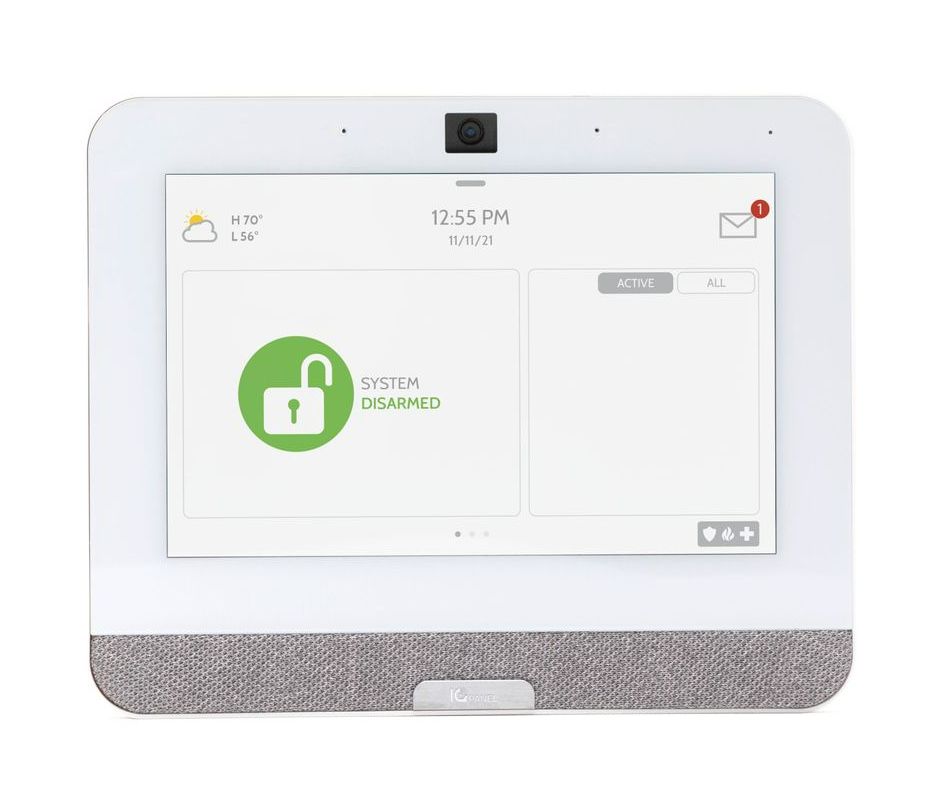 A white tablet with a green lock on the screen.