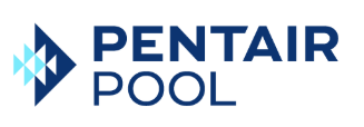 A logo for pentair pool with a blue arrow pointing to the right.