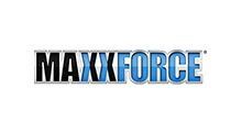 The MAXXFORCE logo in black and blue, featuring a bold, stylized font on a white background.