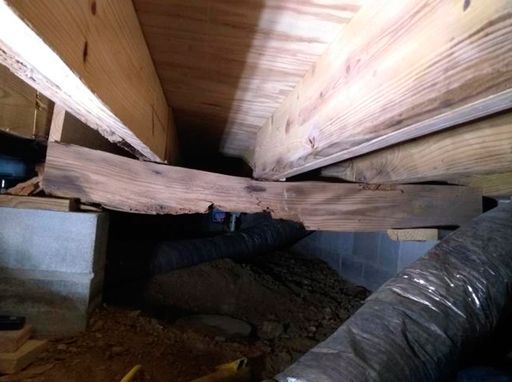 joist damage in crawl space