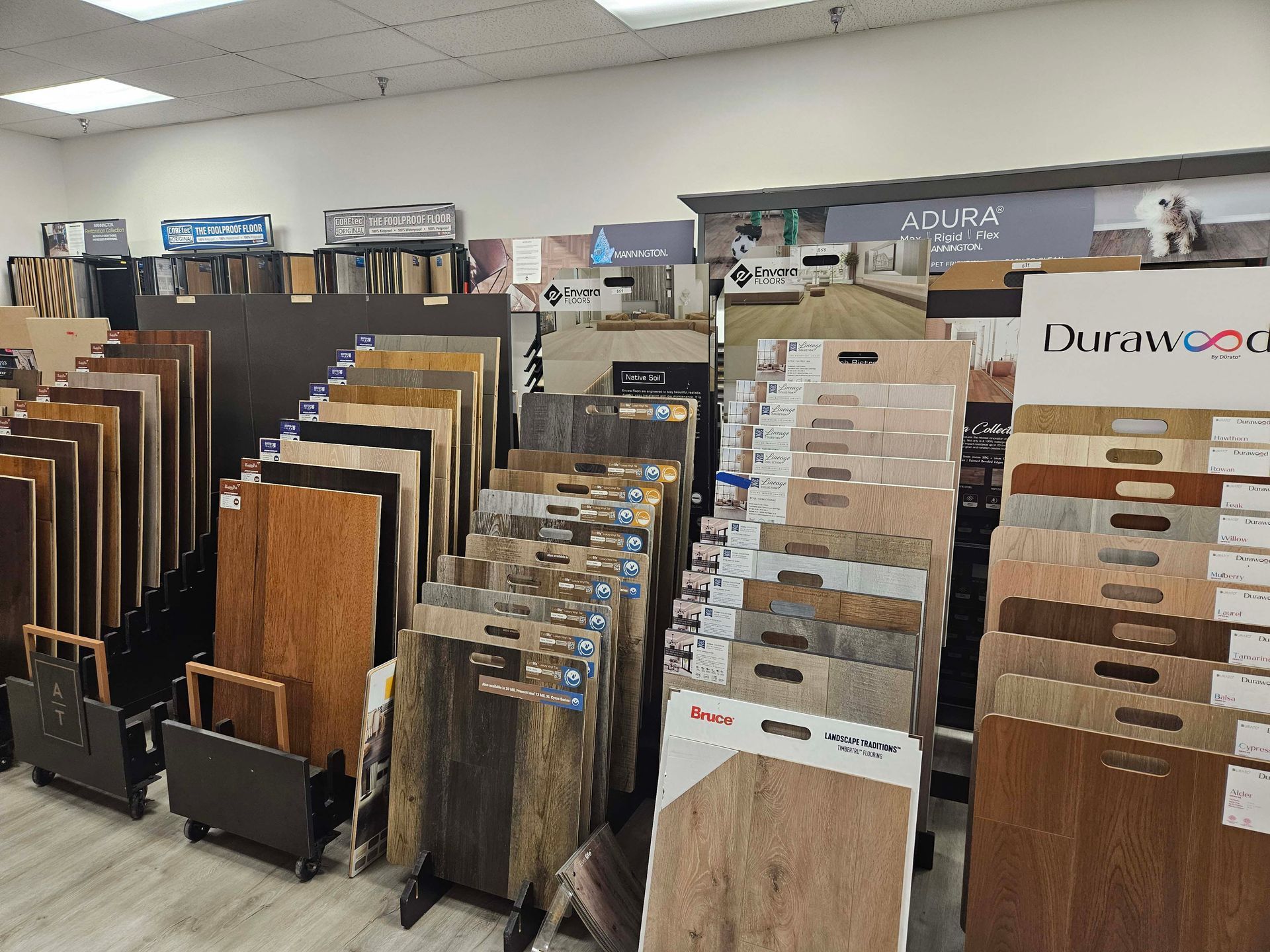 a store filled with lots of different types of flooring .