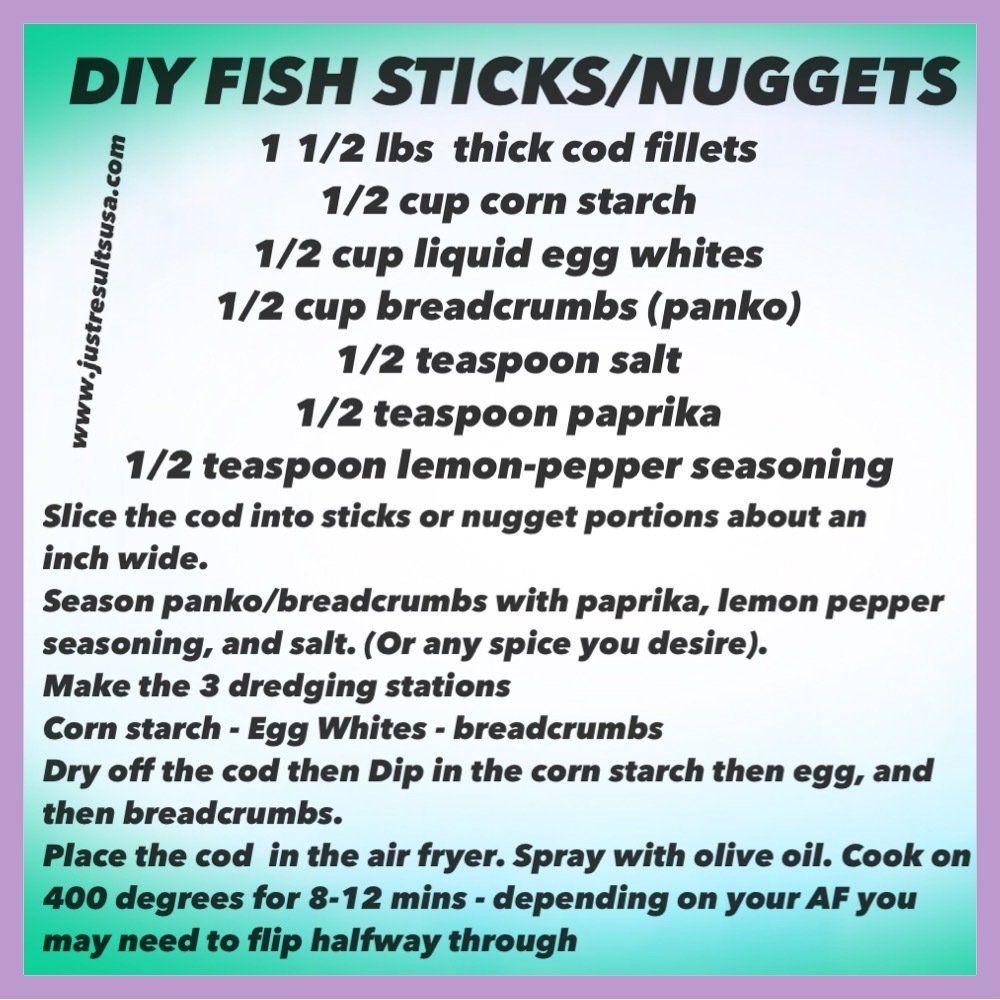 A recipe for making fish sticks and nuggets