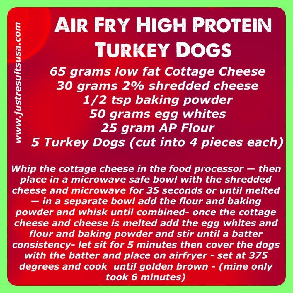 A recipe for air fry high protein turkey dogs