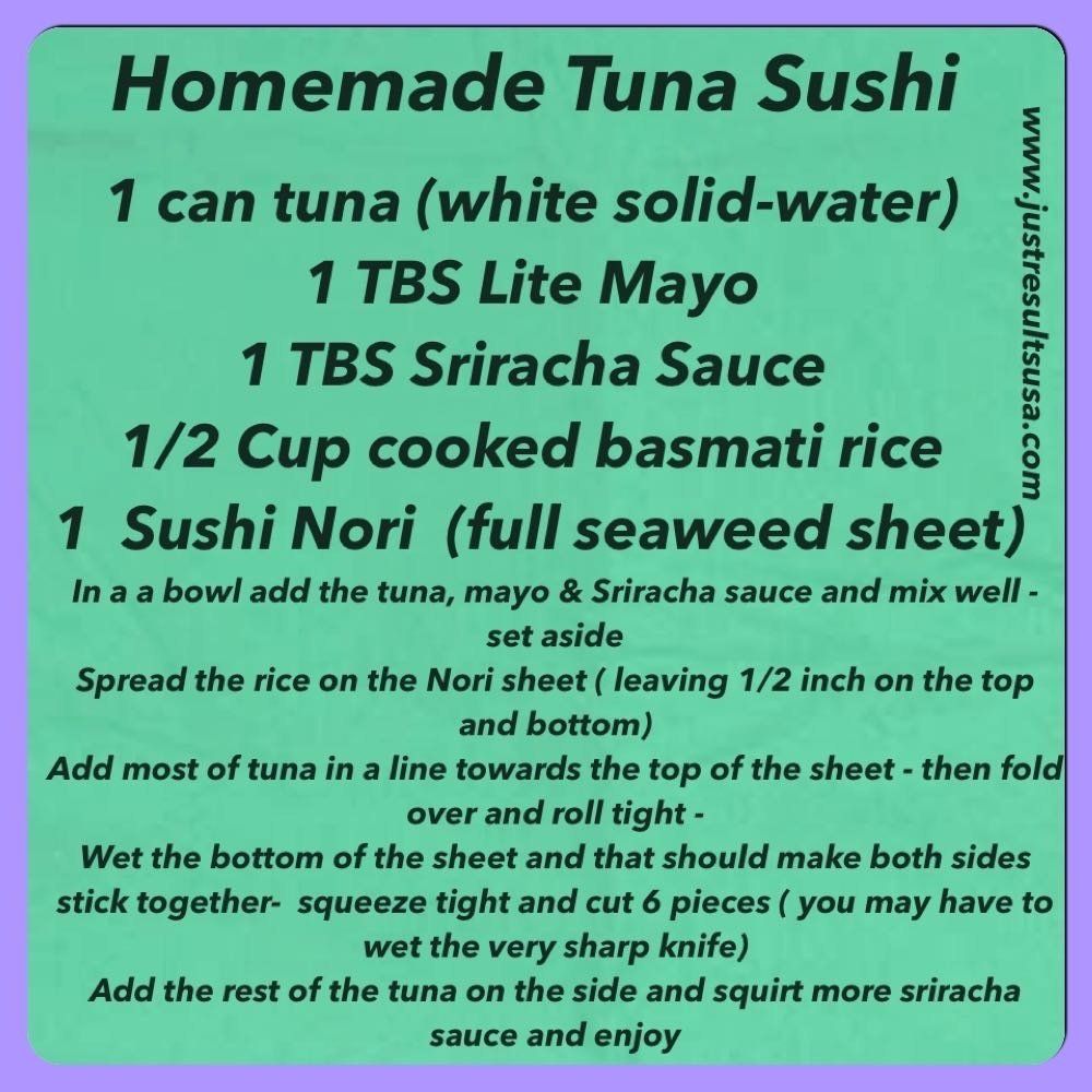 A recipe for homemade tuna sushi includes 1 can tuna