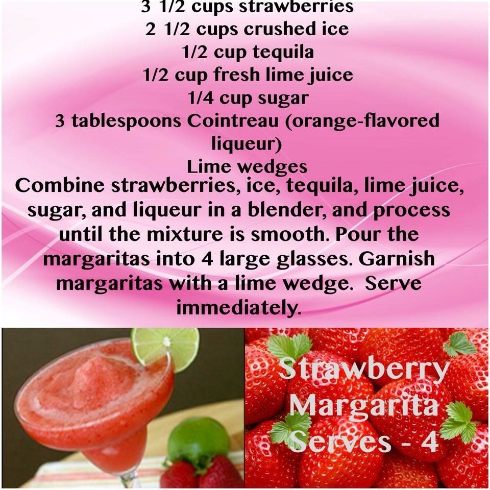A recipe for a strawberry margarita with strawberries and lime wedges