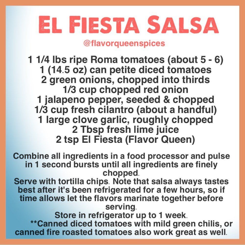 A recipe for el fiesta salsa is written on a piece of paper