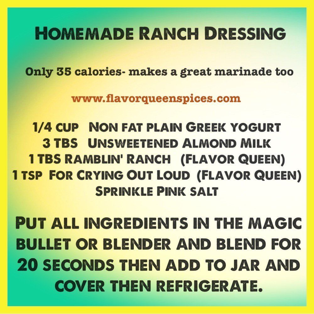 A recipe for homemade ranch dressing with only 35 calories