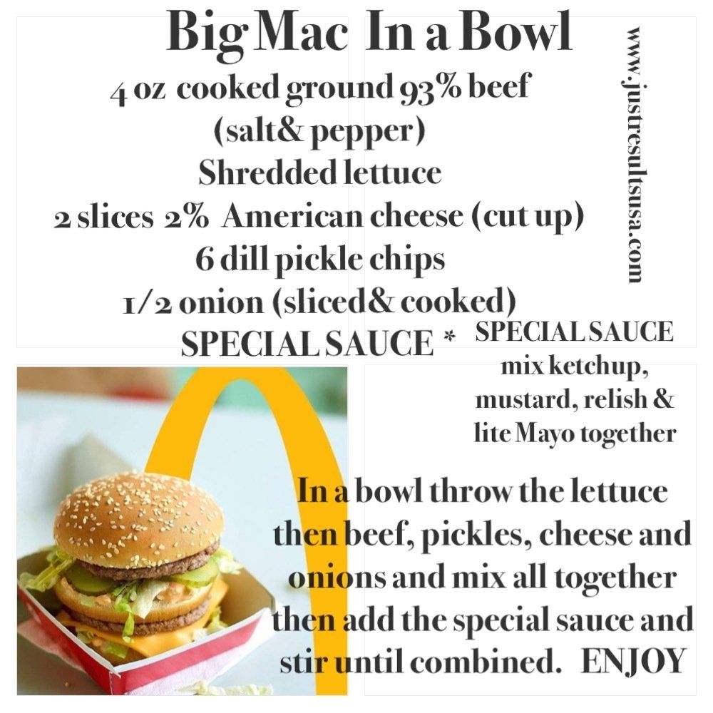 A recipe for a big mac in a bowl