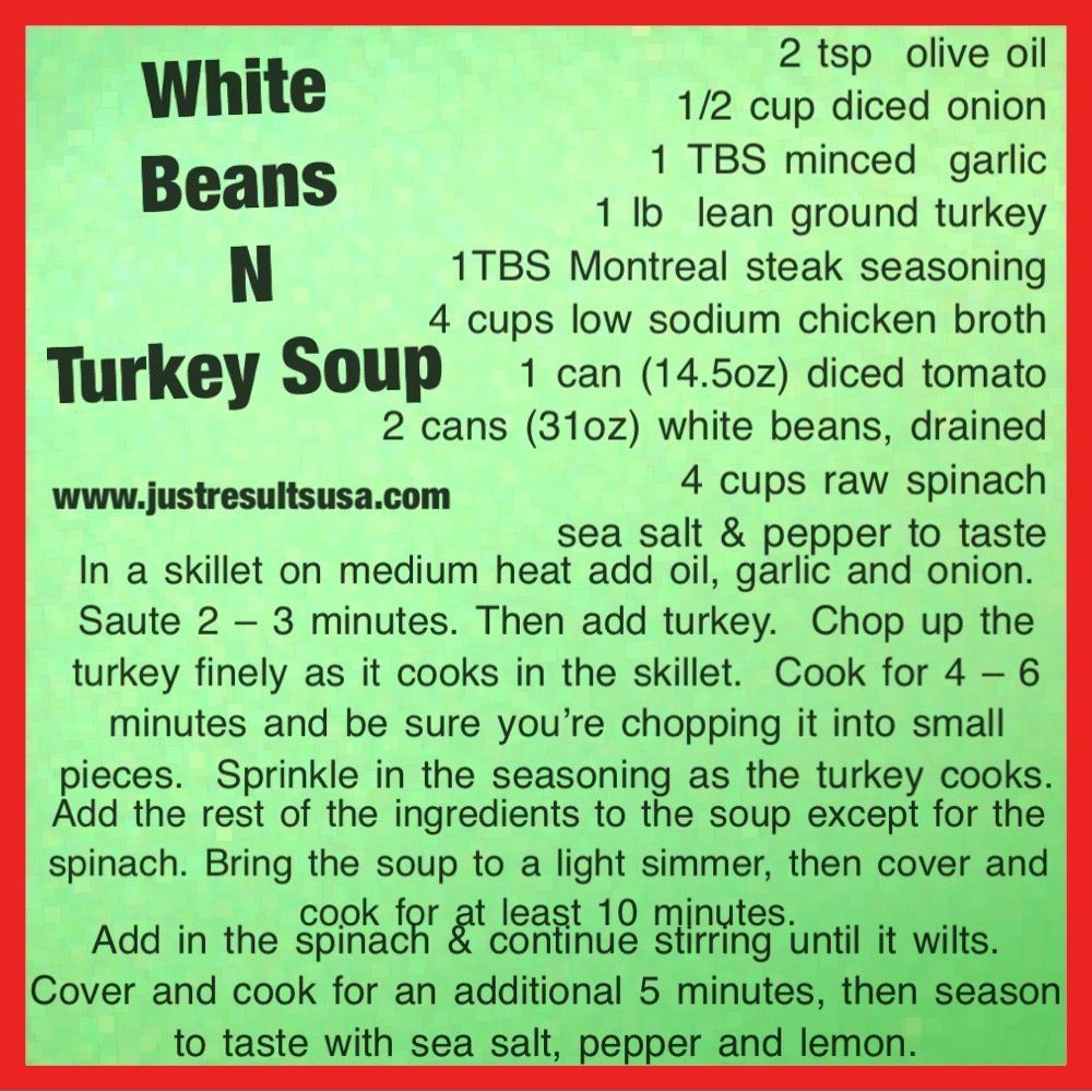 A recipe for white beans n turkey soup