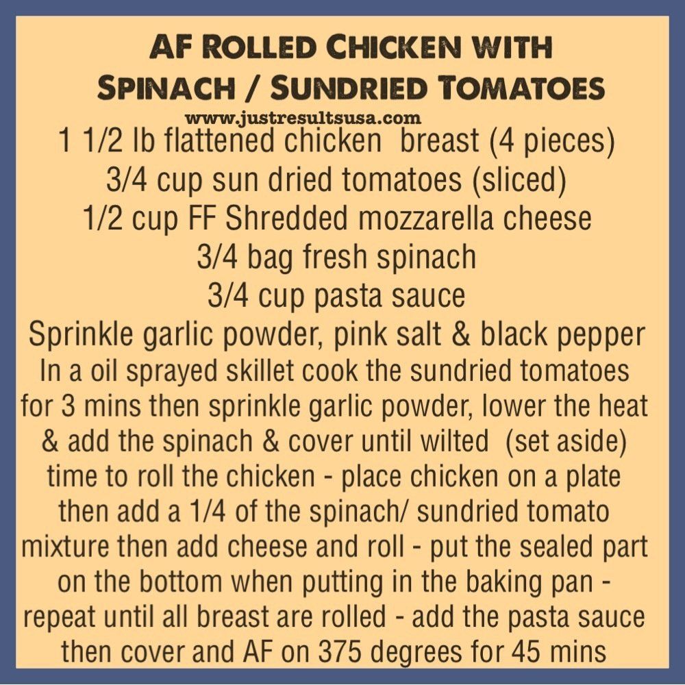 AF Rolled Chicken with Spinach / Sundried Tomatoes